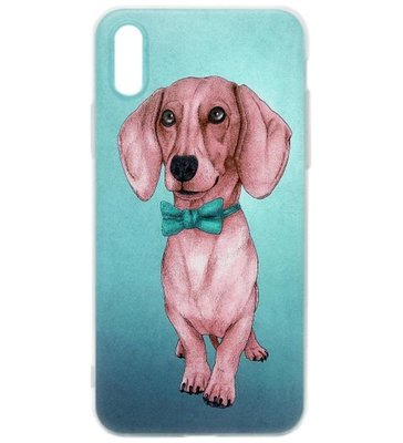 ADEL Siliconen Back Cover Softcase Hoesje voor iPhone XS Max - Teckel Hond