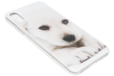 ADEL Siliconen Back Cover voor iPhone XR - Witte Labrador Hond