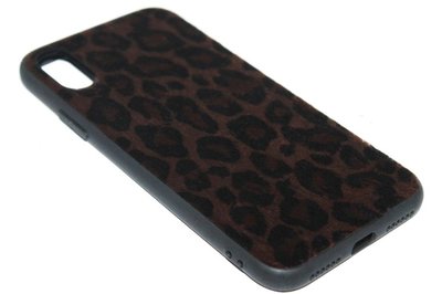 ADEL Siliconen Back Cover Hoesje voor iPhone XS/X - Bruine Luipaard