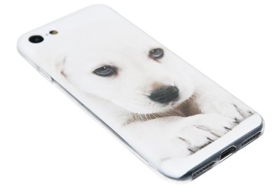 ADEL Siliconen Back Cover Hoesje voor iPhone 8 Plus/ 7 Plus - Blonde Labrador Hond
