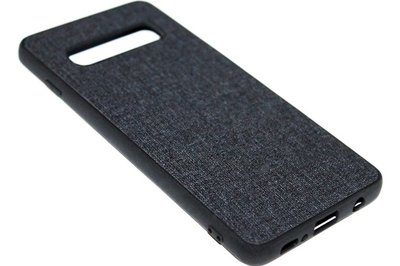 ADEL Siliconen Back Cover Hoesje voor Samsung Galaxy S10 - Stoffen Design Zwart