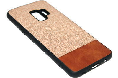 ADEL Siliconen Back Cover Hoesje voor Samsung Galaxy S9 - Stoffen Design Bruin