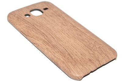 ADEL Siliconen Back Cover Hoesje voor Samsung Galaxy J7 (2015) - Hout Design Lichtbruin