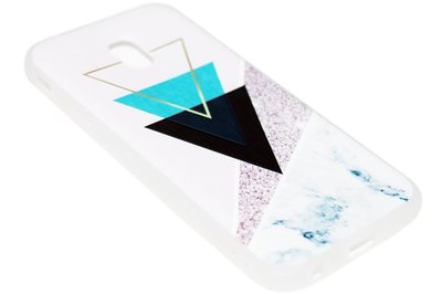 ADEL Siliconen Softcase Back Cover Hoesje voor Samsung Galaxy J3 (2017) - Witte Geometrische Vormen