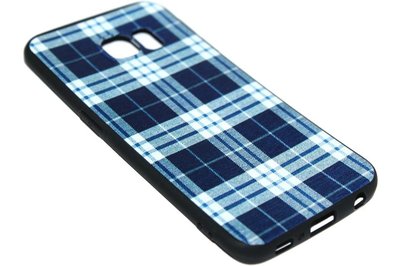 ADEL Siliconen Back Cover Softcase Hoesje Samsung Galaxy S6 Edge - Stoffen Design Blauw