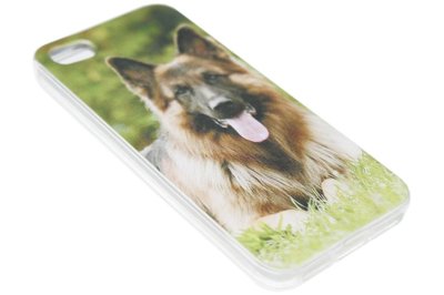 ADEL Siliconen Back Cover Softcase Hoesje voor iPhone 5/5S/SE - Duitse Herder Hond