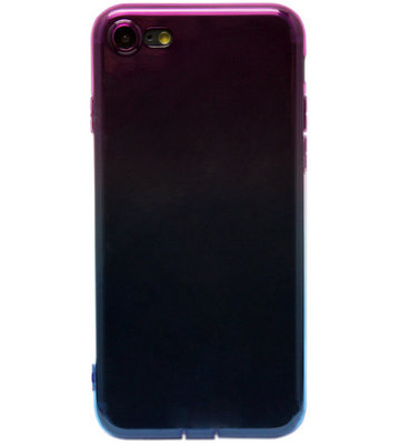 ADEL Siliconen Back Cover Hoesje voor iPhone 8 Plus/ 7 Plus - Kleurenovergang Roze en Blauw