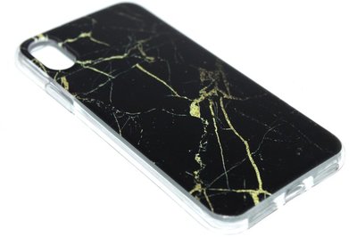 Marmer siliconen hoesje zwartgoud iPhone XS/ X