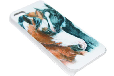Paarden bruinwit kunststof hoesje iPhone 5/ 5S/ SE
