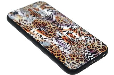 Luipaard back cover met glazen achterkant iPhone 6(S) Plus