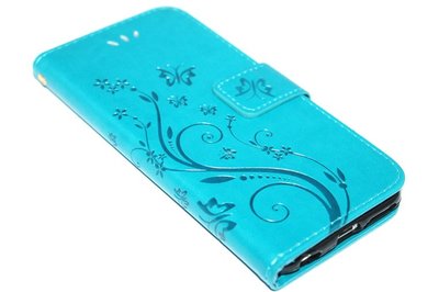 Vlinder kunstleer hoesje blauw iPhone 6(S) Plus