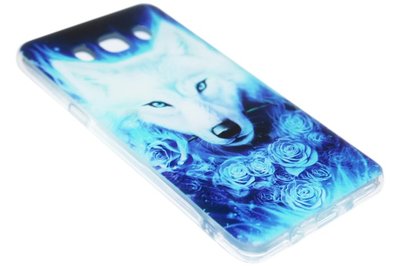 Blauw wolven siliconen hoesje Samsung Galaxy J7 (2016)