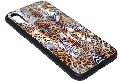 Luipaard glazen back cover iPhone XR