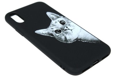Zwart katten siliconen hoesje iPhone XR