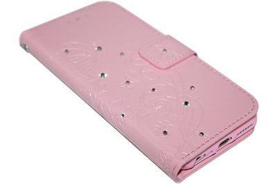 Roze vlinder diamanten hoesje iPhone 6(S) Plus