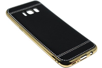 Zwarte back cover kunstleer Samsung Galaxy S8