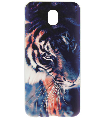 ADEL Siliconen Back Cover Softcase Hoesje voor Samsung Galaxy J7 (2017) - Tijger