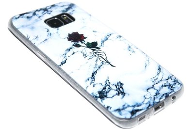 Rozen hoesje wit siliconen Samsung Galaxy S7 Edge