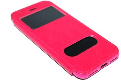 Kunstleren hoesje roze met open voorkant iPhone SE (2022/ 2020)/ 8/ 7