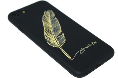 Goud veren hoesje siliconen iPhone 8 Plus/ 7 Plus