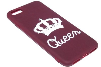 Queen hoesje siliconen kastanjerood iPhone SE (2022/ 2020)/ 8/ 7