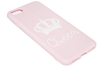 Queen hoesje siliconen roze iPhone SE (2022/ 2020)/ 8/ 7