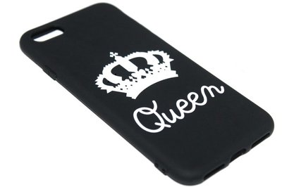 Queen hoesje siliconen zwart iPhone SE (2022/ 2020)/ 8/ 7