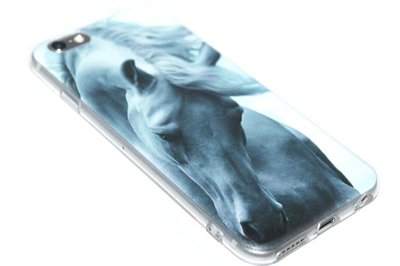 Paarden hoesje siliconen wit iPhone 6 / 6S