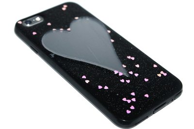 Spiegel hartjes hoesje zwart iPhone 6 / 6S