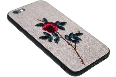 Geborduurd rozen hoesje iPhone 6(S) Plus