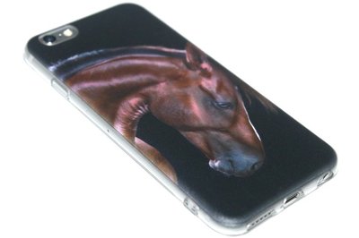 Paarden hoesje siliconen bruin iPhone 6(S) Plus