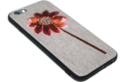 Geborduurd bloemen hoesje iPhone 6(S) Plus