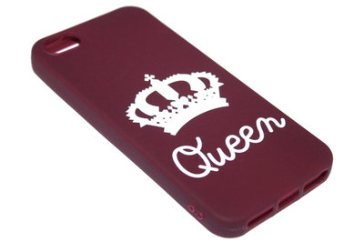 Queen hoesje siliconen kastanjerood iPhone 5/ 5S/ SE