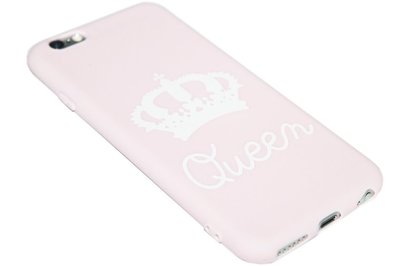 Queen hoesje siliconen roze iPhone 6(S) Plus