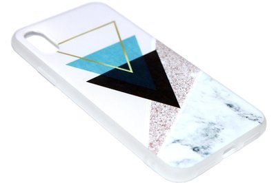 Geometrisch vormen hoesje wit siliconen iPhone XR