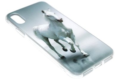 Paarden hoesje wit siliconen iPhone XS Max