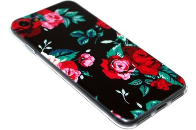 Roze rozen hoesje siliconen iPhone 8 Plus/ 7 Plus