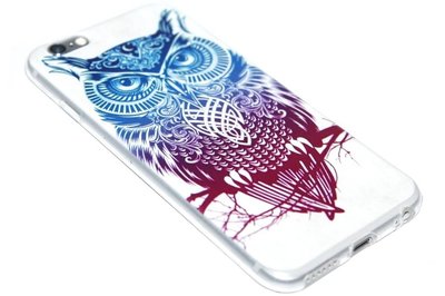 Uilen hoesje blauwrood siliconen iPhone 6 / 6S