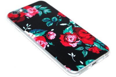 Roze rozen hoesje siliconen iPhone 6(S) Plus
