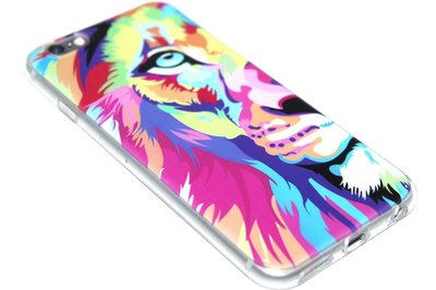 Leeuw met kleuren hoesje siliconen iPhone 6(S) Plus