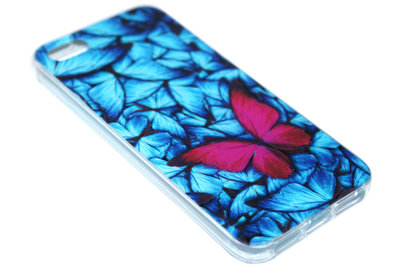 Rood vlinder hoesje siliconen iPhone 5/ 5S/ SE