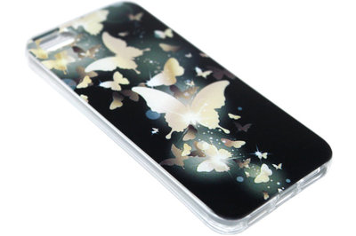 Goud vlinder hoesje siliconen iPhone 5/ 5S/ SE
