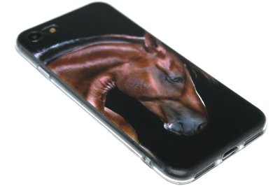 Bruin paarden siliconen hoesje iPhone SE (2022/ 2020)/ 8/ 7