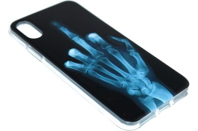 Schedel middelvinger siliconen hoesje iPhone XS Max