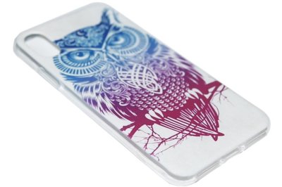 Blauwrood uilen siliconen hoesje iPhone XS Max