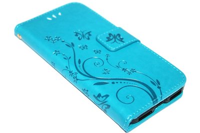 Vlinder hoesje blauw kunstleer iPhone SE (2022/ 2020)/ 8/ 7