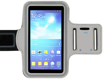 ADEL Sportarmband 5.5 Inch Microfiber Hoesje voor Samsung Galaxy S5 (Plus) - Grijs