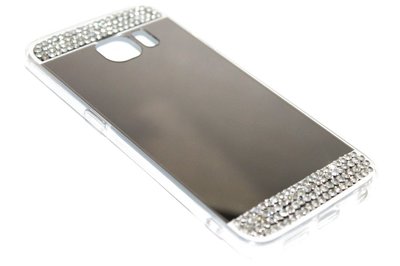 Spiegel diamanten hoesje zilver Samsung Galaxy S6 Edge