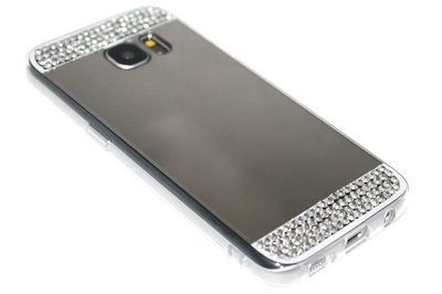 Spiegel diamanten hoesje zilver Samsung Galaxy S7