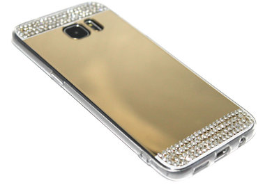 Spiegel diamanten hoesje goud Samsung Galaxy S7 Edge